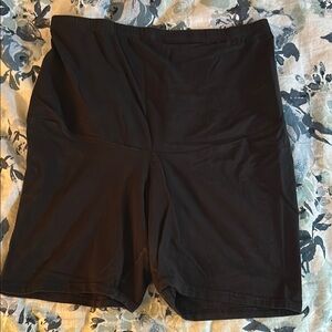 Times Two Women's Black Cotton Maternity Shorts - Sz L